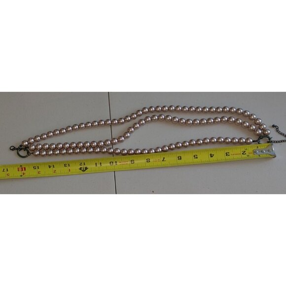 Vintage-Style Triple-Strand Faux Pearl Necklace with Adjustable Chain 16 Inches - Picture 6 of 9